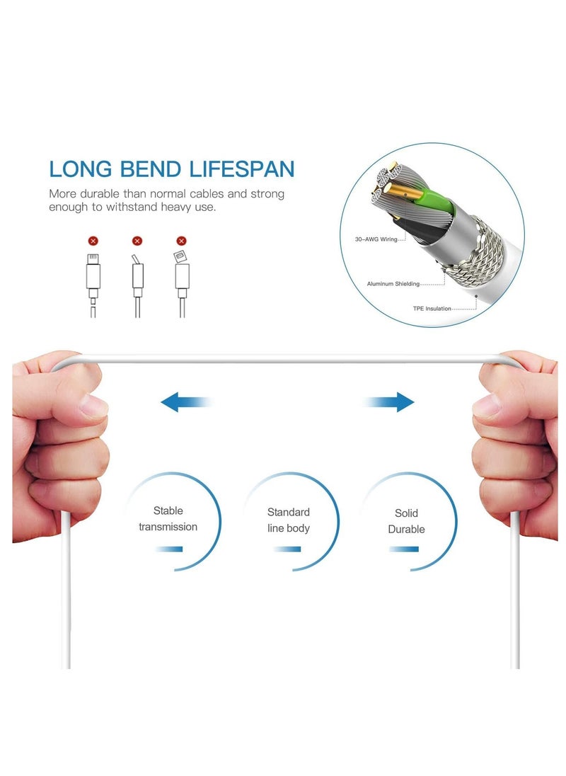 ELTRAZONE Lightning Cable MFi Certified iPhone Charger Cable, 3Pack 2M Extra Long Lightning to USB Cable Fast Charging & Syncing iPhone Cord for iPhone 11 Pro Xs Max X 8Plus 7Plus 6SPlus iPad - White  - Image 4
