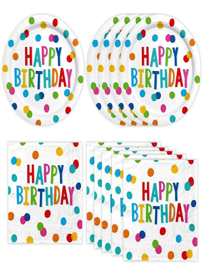 HiEnjoin 40PCS Happy Birthday Party Plates and Napkins, Happy Birthday Desserts Plates Disposable Rainbow Dots Tableware Supplies for Adults and Kids Party Decorations - Image 1