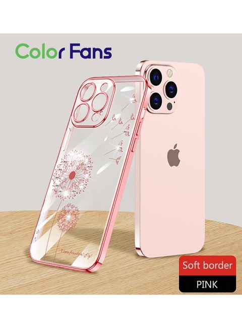 Electroplated Shiny Holographic Diamond Phone Case for iPhone 12 Pro Max Full Soft Cover Pink