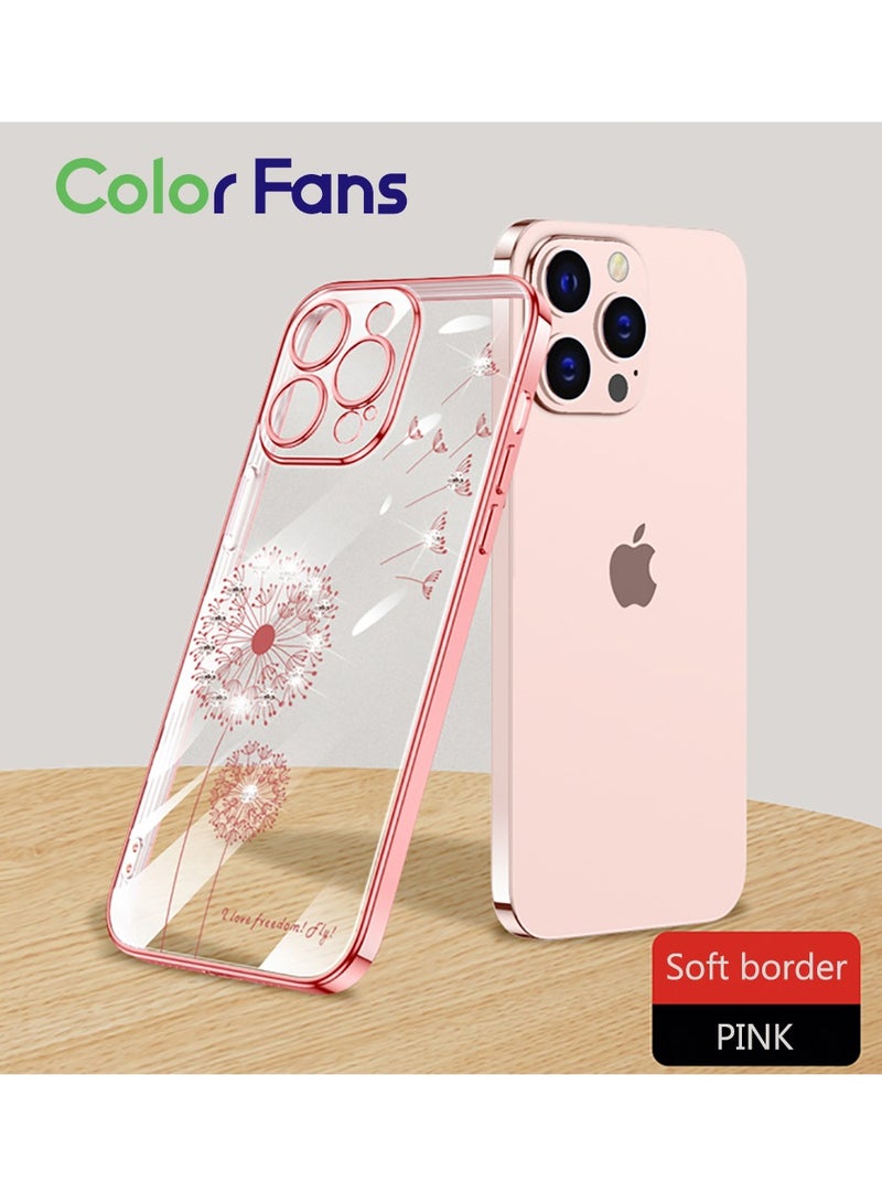 Electroplated Shiny Holographic Diamond Phone Case for iPhone 12 Pro Max Full Soft Cover Pink