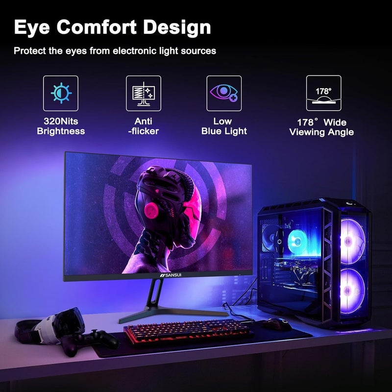 27 Inch WQHD 2560 x 1440 IPS Gaming Monitor, 180Hz 1ms Computer Monitor, DP 1.2 x2 | HDMI 2.0 x2 | VESA Mount, 120% sRGB HDR Eye Care Metal Stand (DP Cable Included) image 8