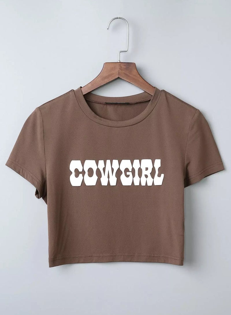 Letter Graphic Crop Tee  - Image 1