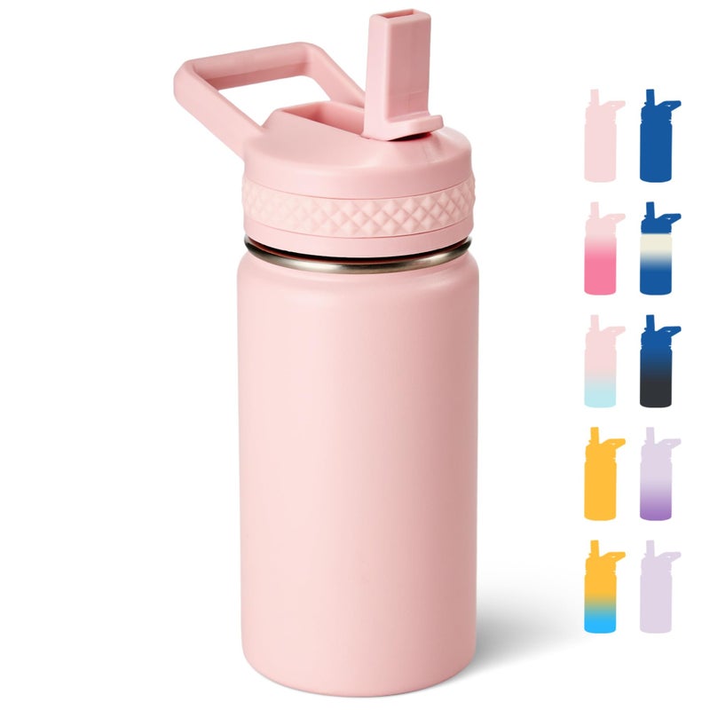 Fijinhom 12 oz Kids Water Bottle, Toddler Water Bottle with Straw, Boys&Girls Bottle for School, 304 Stainless Steel Vacuum Insulated Bottle for Kids, BPA-Free, Leak-Proof, Pink - Image 1