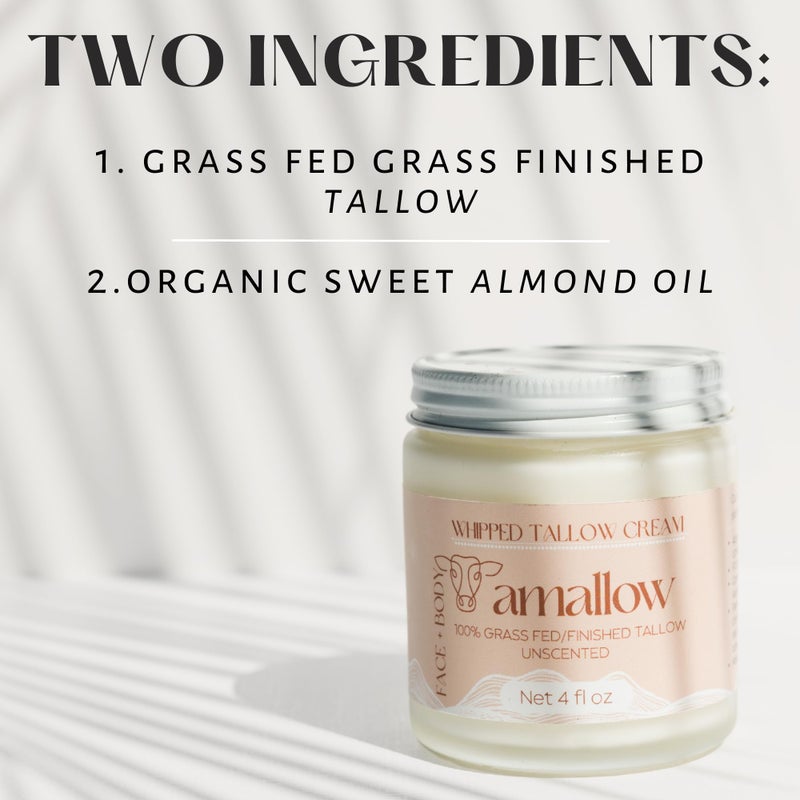 Amallow 100% Grass Fed Beef Tallow for Skin Care - Face + Body - Whipped Moisturizer for Sensitive Skin - Natural Lotion, 4 FL. oz. (Unscented) - Image 3