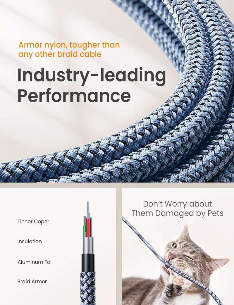 AINOPE 10 ft USB C Cable 2-Pack, 3.1A C Chargers Fast Charging 10 Foot, Resistant Nylon Braided Type C Charger Fast Charging 10ft Right Angle Charger Cord Fit for Galaxy S20 Ultra S10 S10E S9 S8 Plus - Image 5