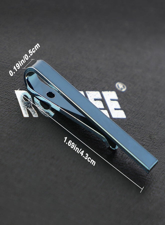 Roctee 4pcs Skinny Tie Clips for Men 1.69 Inch, Tie Clip Tie Bar Tie Bars Pins Clasps Set for Regular Ties Short Slim Thin Ties with Box Black Blue Gold Silver - Image 3
