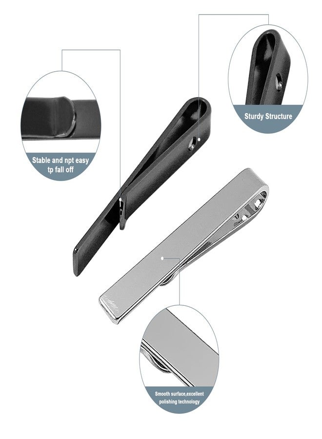 Roctee 4pcs Skinny Tie Clips for Men 1.69 Inch, Tie Clip Tie Bar Tie Bars Pins Clasps Set for Regular Ties Short Slim Thin Ties with Box Black Blue Gold Silver - Image 4