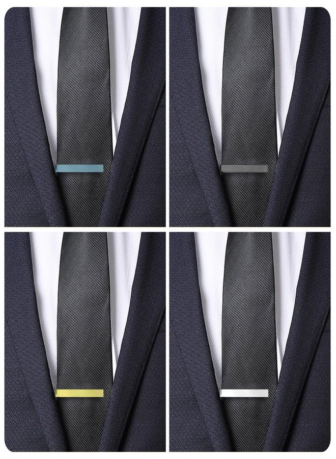 Roctee 4pcs Skinny Tie Clips for Men 1.69 Inch, Tie Clip Tie Bar Tie Bars Pins Clasps Set for Regular Ties Short Slim Thin Ties with Box Black Blue Gold Silver - Image 5