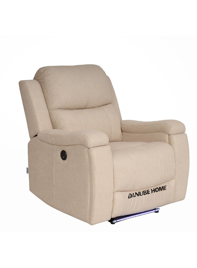 DANUBE HOME Paladin 1 Seater Fabric Recliner with LED & Cup Holder - Beige | Stylish & Comfortable Recliner Sofa | Ideal for Living Room & Home Theater - Image 2