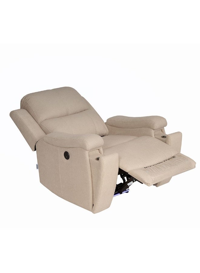 DANUBE HOME Paladin 1 Seater Fabric Recliner with LED & Cup Holder - Beige | Stylish & Comfortable Recliner Sofa | Ideal for Living Room & Home Theater - Image 4
