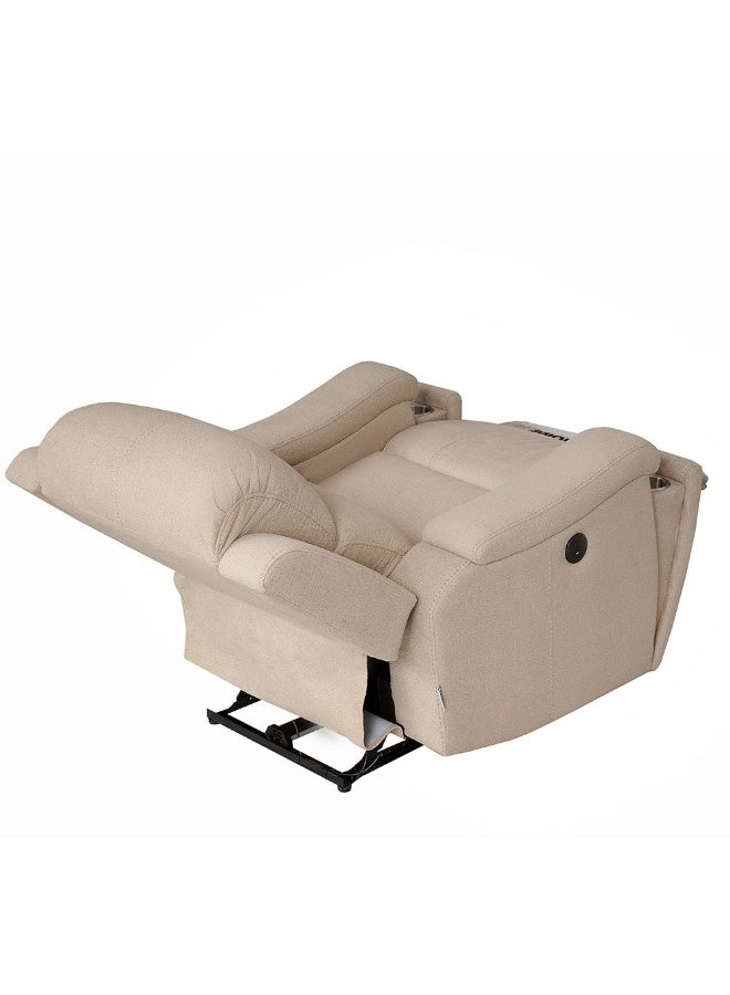 DANUBE HOME Paladin 1 Seater Fabric Recliner with LED & Cup Holder - Beige | Stylish & Comfortable Recliner Sofa | Ideal for Living Room & Home Theater - Image 5