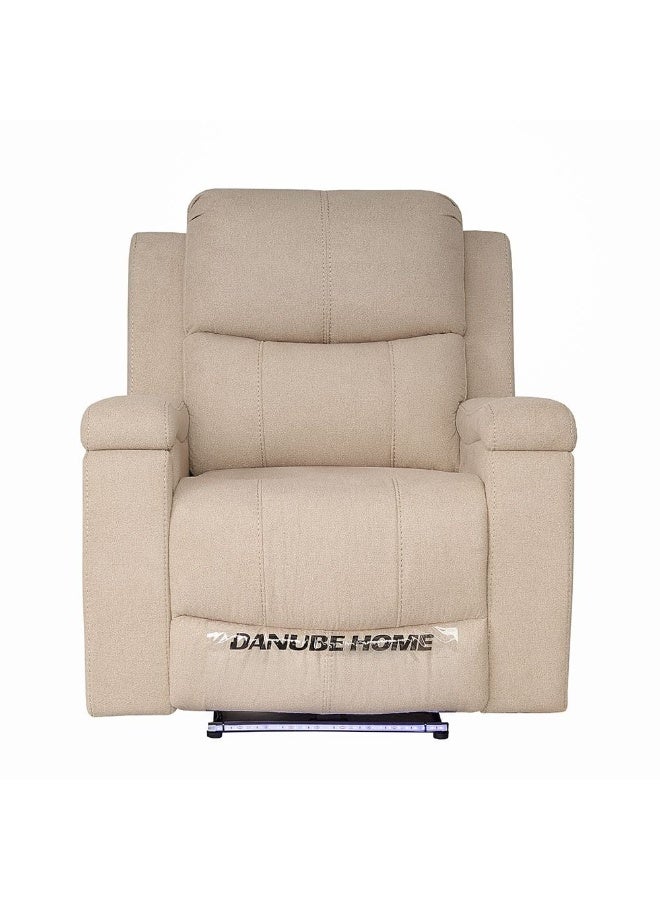 DANUBE HOME Paladin 1 Seater Fabric Recliner with LED & Cup Holder - Beige | Stylish & Comfortable Recliner Sofa | Ideal for Living Room & Home Theater - Image 1