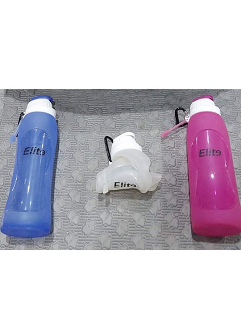 Elite Collapsible Transparent silicone Sports Water Bottle 500 ml  - Image 3