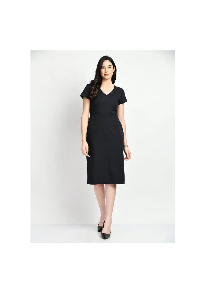 Exude V-Neck Black Dress for Women - Image 1