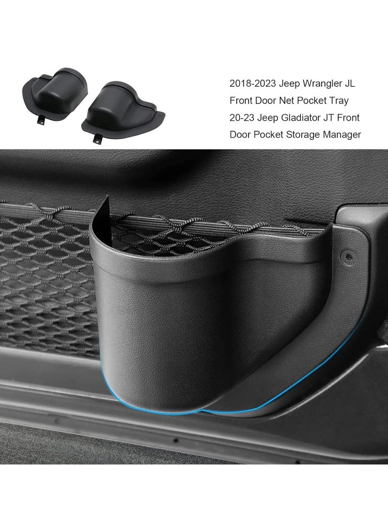 Door Side Insert Organizer Box, Pockets Storage Front Net Tray Interior Accessories Compatible with 2018-2023 Jeep Wrangler JL JLU& 2020 2021 2022 2023 Gladiator JT - Image 5