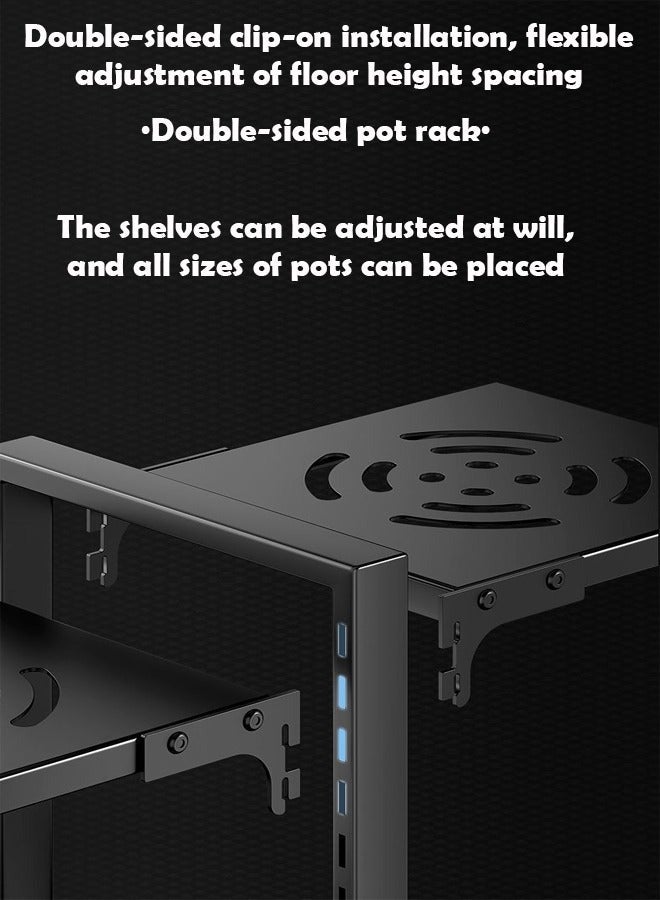 إن كي أكس رف تخزين المطبخ قابل للتعديل - من الفولاذ المقاوم للصدأ، 4 طبقات بالإضافة إلى 3 طبقات منظم خزانة تحت المغسلة، رف زاوية للتخزين على سطح الطاولة والأرضيات - Image 3