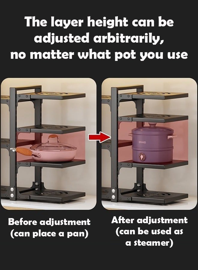 إن كي أكس رف تخزين المطبخ قابل للتعديل - من الفولاذ المقاوم للصدأ، 4 طبقات بالإضافة إلى 3 طبقات منظم خزانة تحت المغسلة، رف زاوية للتخزين على سطح الطاولة والأرضيات - Image 4