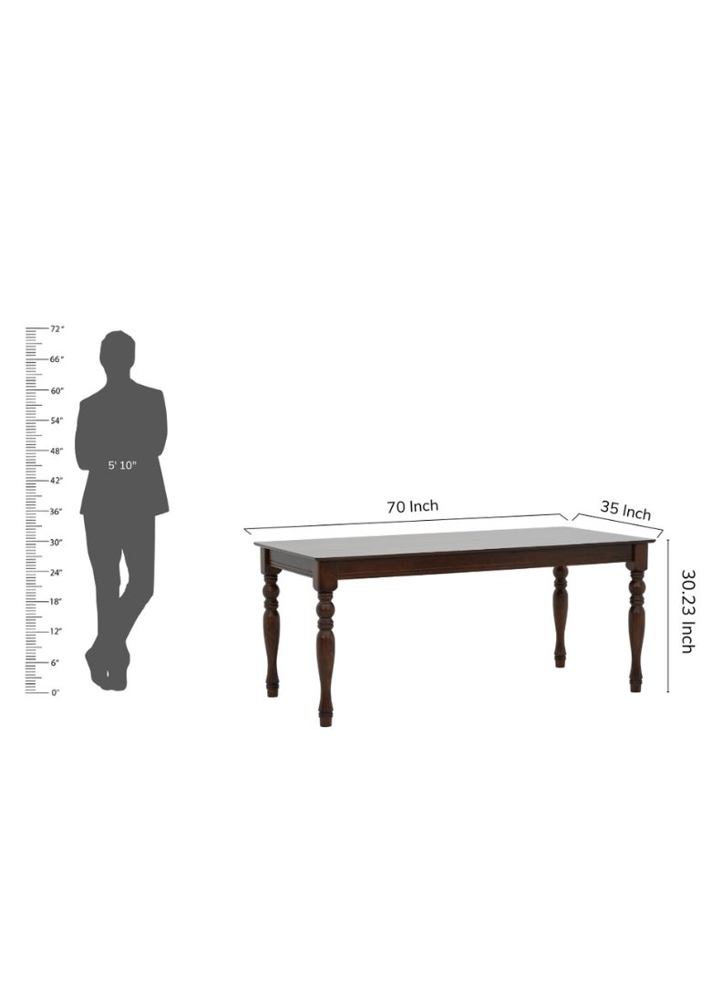 ROYALOAK Wooden Dining 6 Seater, Mindy Wood Veneer Top with Solid Wood Turned Fluted Legs, Cushioned Seat & Backrest for Enhanced Comfort and Support - Image 2