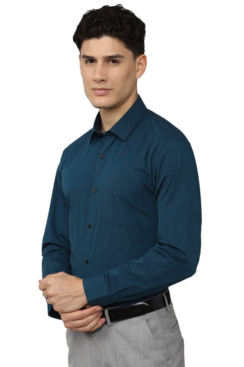 Peter England Men's Everday Regular Fit Solid Shirt | Cotton Rich | 5-Pin Pocketing Navy - Image 2