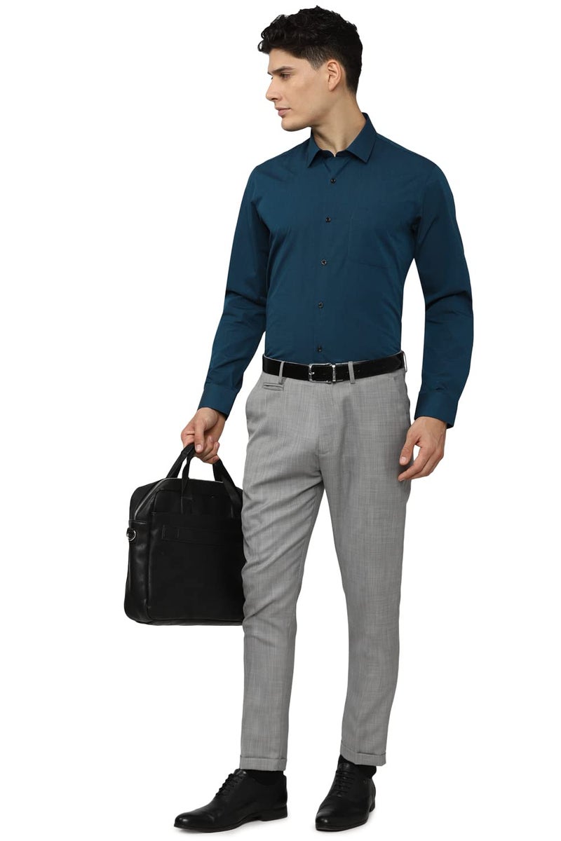 Peter England Men's Everday Regular Fit Solid Shirt | Cotton Rich | 5-Pin Pocketing Navy - Image 5
