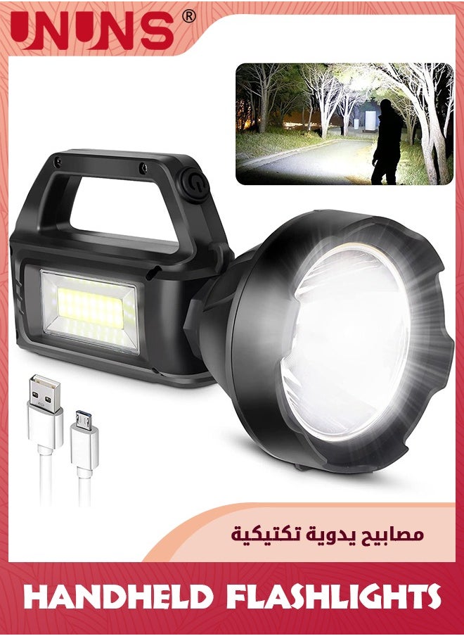 UNUNS Rechargeable Spotlight Flashlight,High Lumens Handheld Spotlight,4 Modes LED Searchlight,USB Output During Hurricanes,Waterproof Powerful Flashlamp For Indoor Outdoor Hunting Camping Emergency  - Image 1