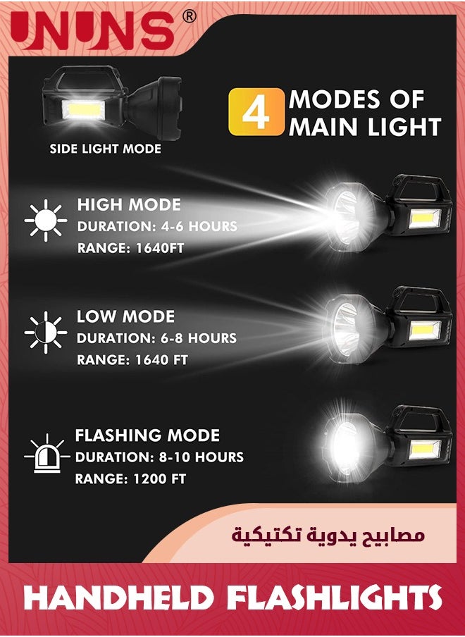 UNUNS Rechargeable Spotlight Flashlight,High Lumens Handheld Spotlight,4 Modes LED Searchlight,USB Output During Hurricanes,Waterproof Powerful Flashlamp For Indoor Outdoor Hunting Camping Emergency  - Image 3