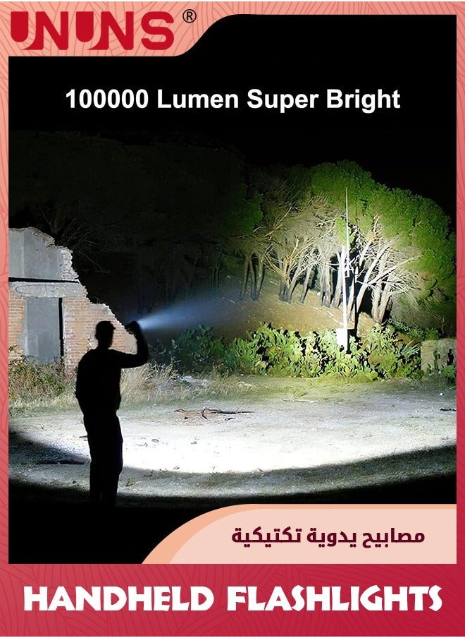 Rechargeable Spotlight Flashlight,High Lumens Handheld Spotlight,4 Modes LED Searchlight,USB Output During Hurricanes,Waterproof Powerful Flashlamp For Indoor Outdoor Hunting Camping Emergency