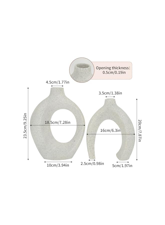 The Bros Ceramic Vase Set of 2: White Vase for Home Decor Hollow Round Matte Donut Vases for Pampas Grass Vases for Living Room Wedding Dinner Table Party Office Bedroom - Image 2