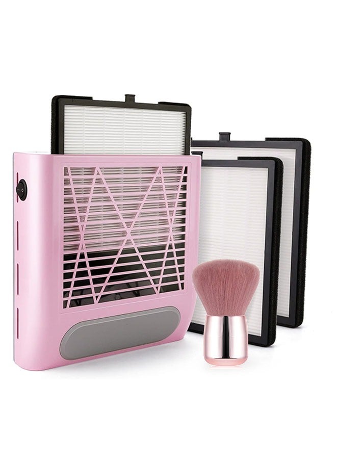 Muyixin جامع غبار الأظافر 80 واط آلة احترافية قوية لتنظيف الأظافر بالفراغ لطلاء الأظافر بالمسحوق الأكريليكي وبوليجيل مع 2 فلتر قابل لإعادة الاستخدام و1 فرشاة لصالونات التجميل الاحترافية، والضروريات وفن الأظافر المنزلي - Image 1