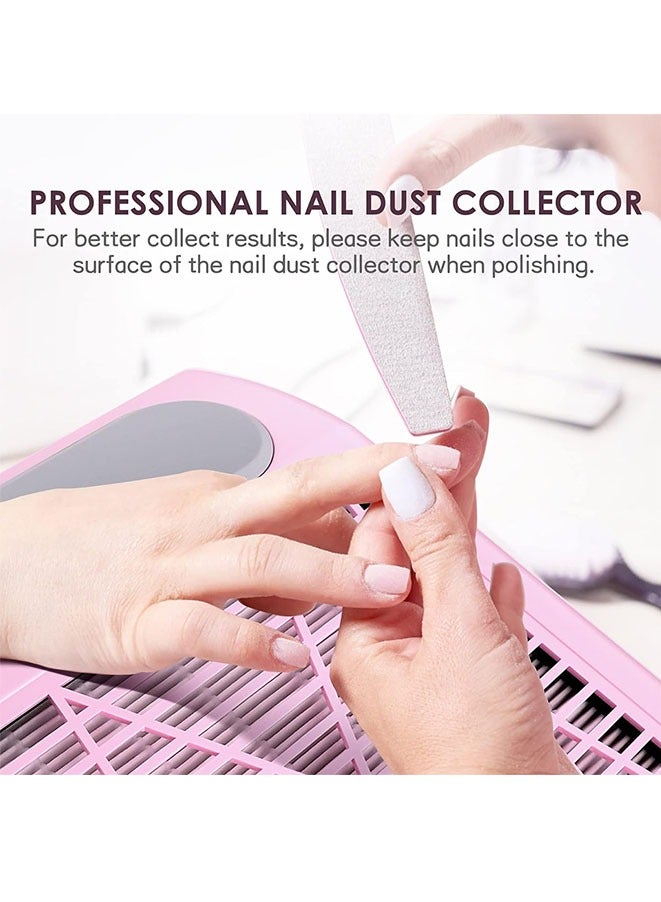Muyixin جامع غبار الأظافر 80 واط آلة احترافية قوية لتنظيف الأظافر بالفراغ لطلاء الأظافر بالمسحوق الأكريليكي وبوليجيل مع 2 فلتر قابل لإعادة الاستخدام و1 فرشاة لصالونات التجميل الاحترافية، والضروريات وفن الأظافر المنزلي - Image 2