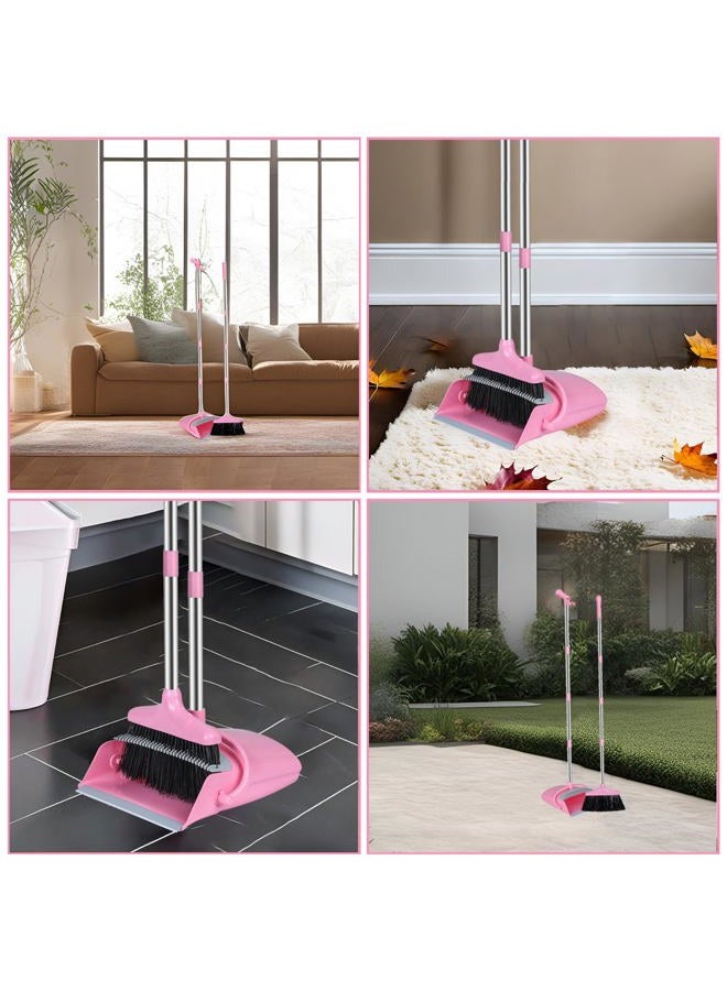 Eleckey Pink Broom and Dustpan Set, Broom with Dustpan Combo Set for Home Office Kitchen(Pink) - Image 5