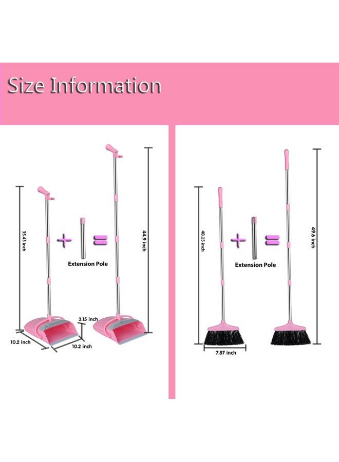 Eleckey Pink Broom and Dustpan Set, Broom with Dustpan Combo Set for Home Office Kitchen(Pink) - Image 3