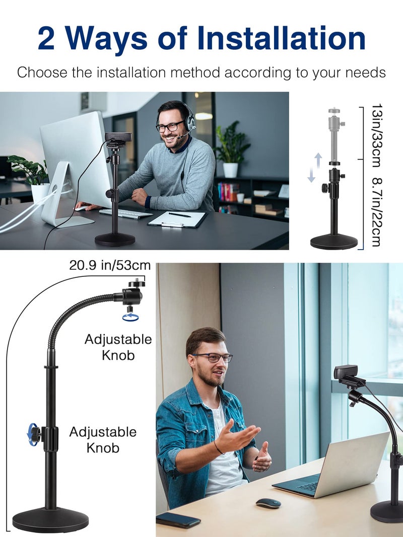 Puroma حامل كاميرا ويب بوروما مع قاعدة عنق الإوز - حامل مكتبي مطور لكاميرات لوجيتك C922 C930e C920S C920 C615 وغيرها مع خيط 1/4" - Image 4