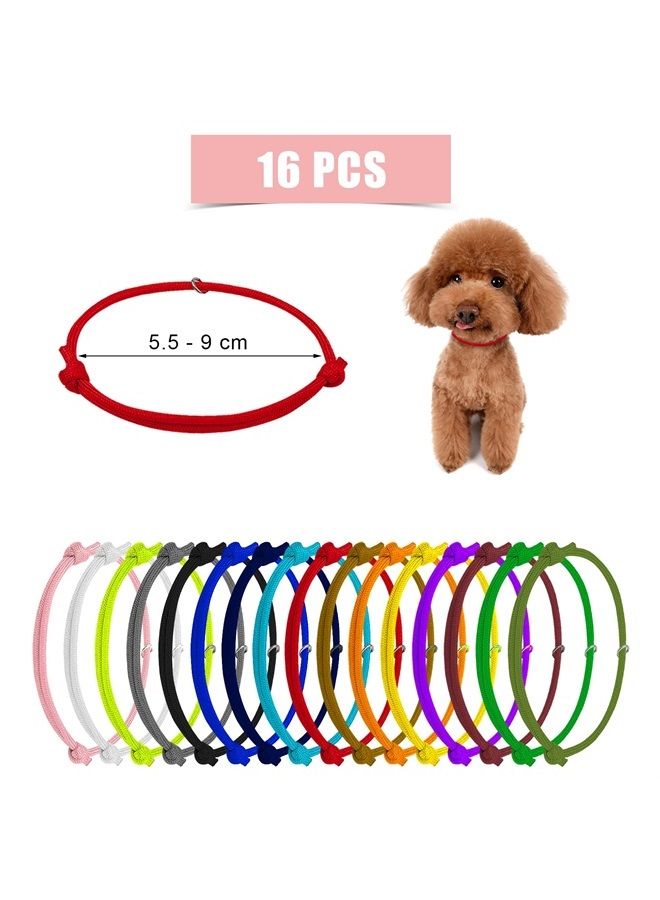 SAVITA 16 قطعة طوق تعريف جرو، طوق جرو قابل للتعديل من البوليستر الناعم، طوق تعريف الجراء، طوق القطط، مستلزمات الجراء حديثي الولادة للحيوانات الأليفة (متعدد الألوان) - Image 2