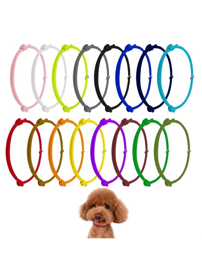 SAVITA 16 قطعة طوق تعريف جرو، طوق جرو قابل للتعديل من البوليستر الناعم، طوق تعريف الجراء، طوق القطط، مستلزمات الجراء حديثي الولادة للحيوانات الأليفة (متعدد الألوان) - Image 1