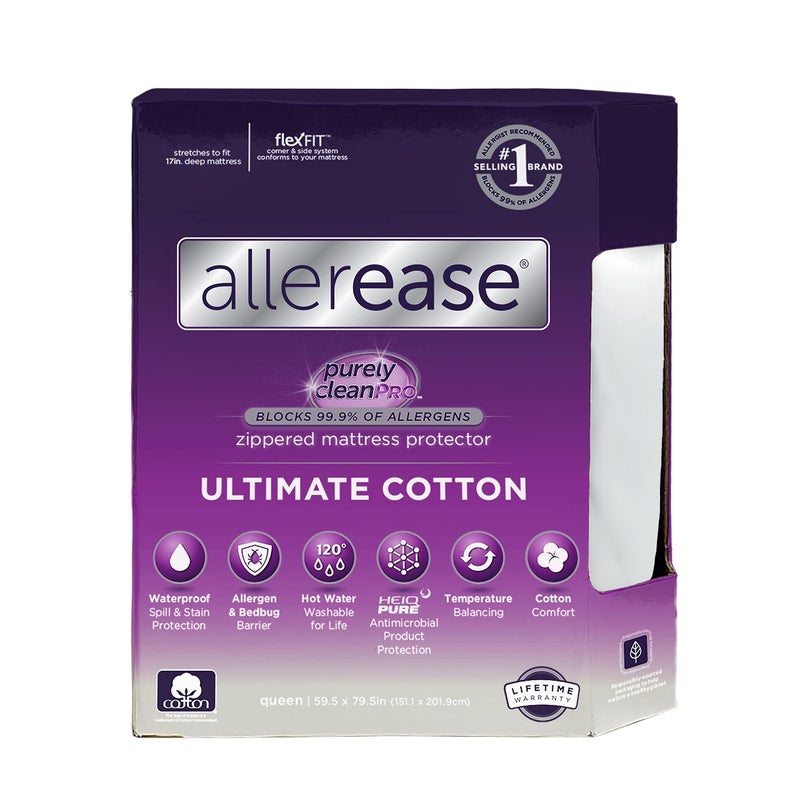 ألير-إيز Allerease Ultimate Mattress Protector- King Size 100 ٪ Cotton zip planproof terme to cover cover