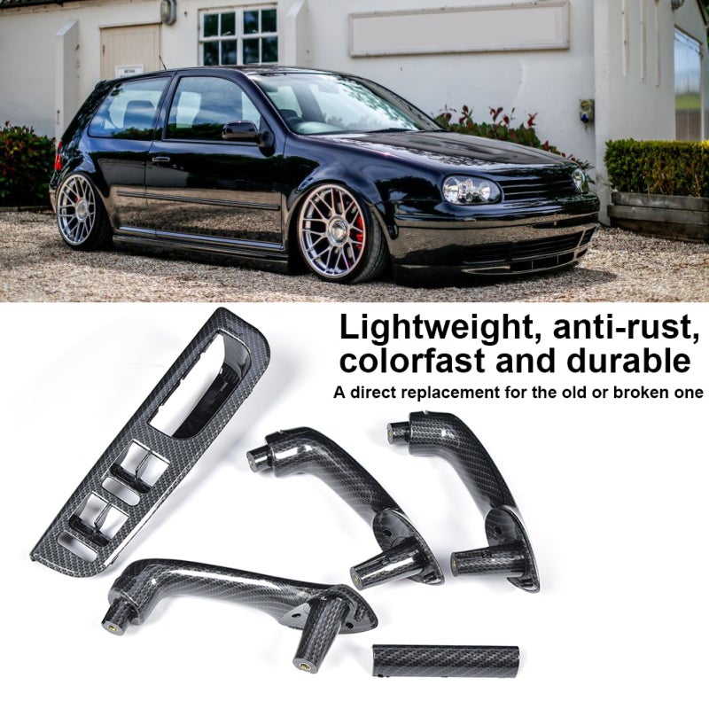 Interior Door Grab Handle Cover Set: Carbon Fiber Texture ABS Material - Direct Replacement High Gloss Bezel Set for Bora Mk4 1999-2005 Car Interior Decor - Image 5