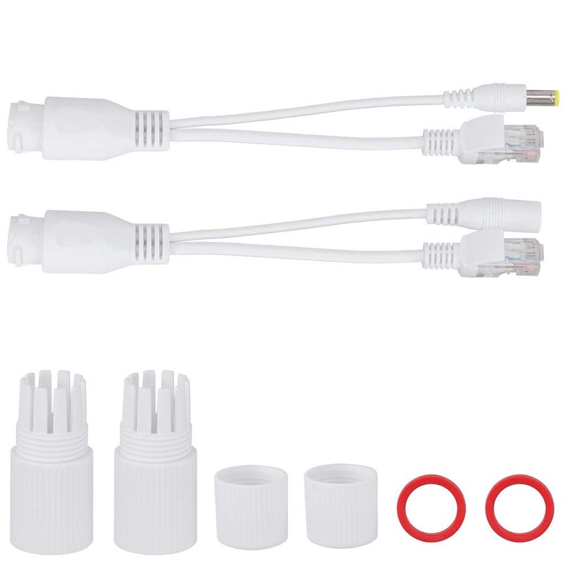محول 12 فولت أبيض كابل POE السلبي مقسم طاقة عبر إيثرنت حاقن لكاميرات IP ونقاط الوصول - Image 2