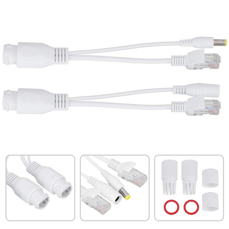 محول 12 فولت أبيض كابل POE السلبي مقسم طاقة عبر إيثرنت حاقن لكاميرات IP ونقاط الوصول - Image 4