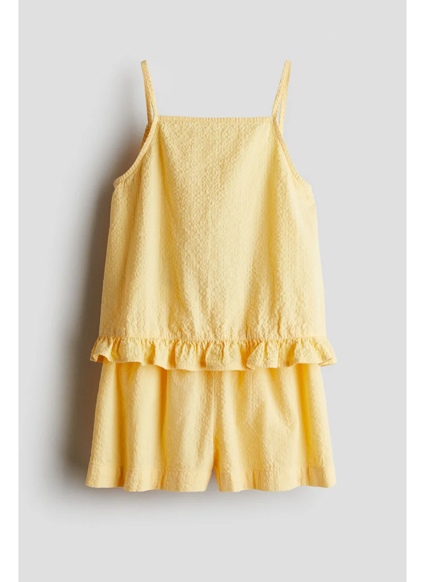H&M 2-Piece Cotton Strappy Top And Shorts Set