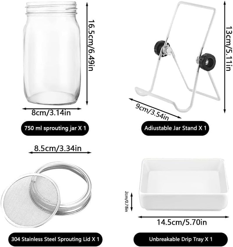 BLLREMIPSUR Sprouting Jar, Sprouts Growing kit, Mason Jar for Bean Sprouts Grow, Seed Sprouter Set for Growing Alfalfa, Mung Bea - Image 2