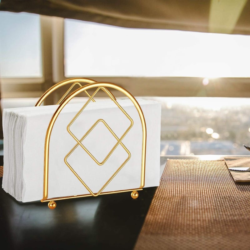 CentraLit Napkin Holder for Dining Table Dcor Freestanding Metal Paper Holder for Kitchen Countertop Heavy Duty Napkin Paper Organizer Durable Tissue Dispenser Stand for Home Restaurant Gold - Image 2