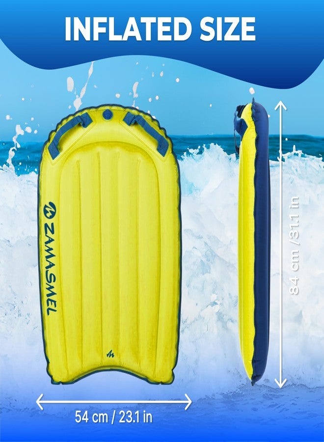 ZAMASMEL Premium Inflatable Bodyboard for Adults (50-220 lbs) Heavy Duty Nylon Surf Body Board for Beach and Pool Lightweight Wave Rider for Ocean and Water Sports Durable Floating Surfboard (Yellow) - Image 4
