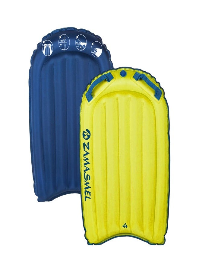 ZAMASMEL Premium Inflatable Bodyboard for Adults (50-220 lbs) Heavy Duty Nylon Surf Body Board for Beach and Pool Lightweight Wave Rider for Ocean and Water Sports Durable Floating Surfboard (Yellow) - Image 1