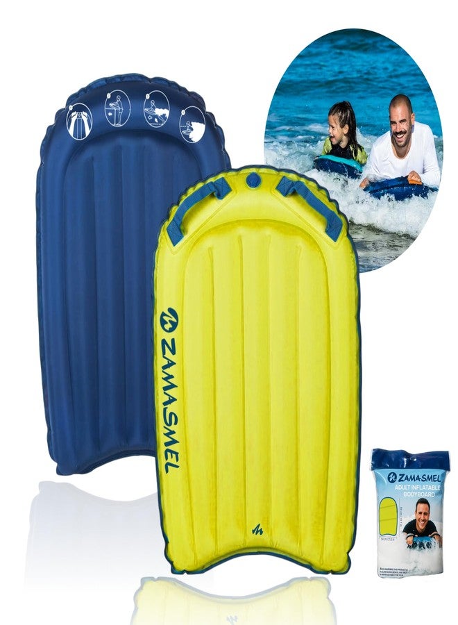 ZAMASMEL Premium Inflatable Bodyboard for Adults (50-220 lbs) Heavy Duty Nylon Surf Body Board for Beach and Pool Lightweight Wave Rider for Ocean and Water Sports Durable Floating Surfboard (Yellow) - Image 2