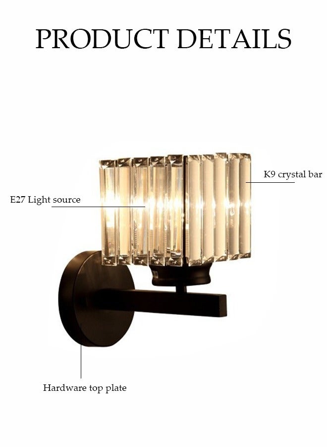 DUNISO Crystal Wall Lamp, Crystal Wall Sconces，Creative Bedroom Bedside Lamp, Indoor Lighting Decorative Wall Lamp, Suitable For Stairs, Living Room, Corridor, Hotel, Restaurant, Cafe, TV Background Wall - Image 5