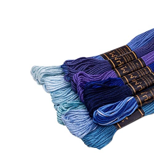 UMC STAG 12 Pieces | Premium Embroidery Thread | 100% Egyptian Cotton Premium Skeins | Cross Stitch Embroidery Floss | Oeko TEX Certified Stranded Cotton (Blue Tones) - Image 2