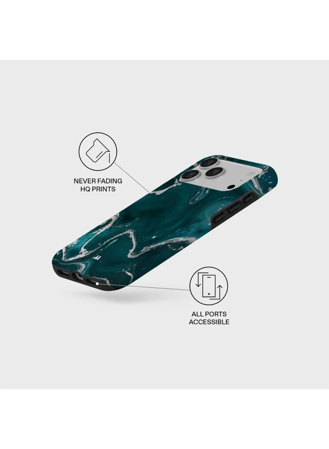 Mobcos Mobcos iPhone 17 Pro Teal Marble Mobcos iPhone 17 Pro Teal Marble Premium Case Compatible with Hybrid Dual-Layer Hard Shell + Silicone Protection - Scratch-Resistant Shockproof Mobile Cover  | Best Price UAE