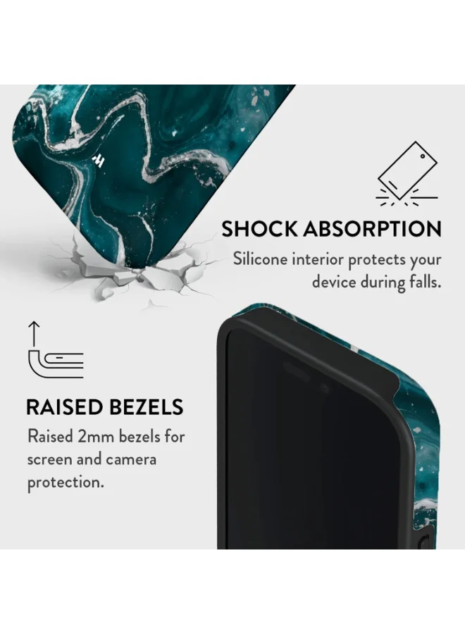 Mobcos Mobcos iPhone 17 Pro Teal Marble Mobcos iPhone 17 Pro Teal Marble Premium Case Compatible with Hybrid Dual-Layer Hard Shell + Silicone Protection - Scratch-Resistant Shockproof Mobile Cover  | Best Price UAE