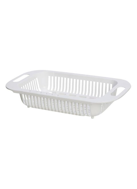 Extendable Kitchen Sink Colander Strainer Basket (White)